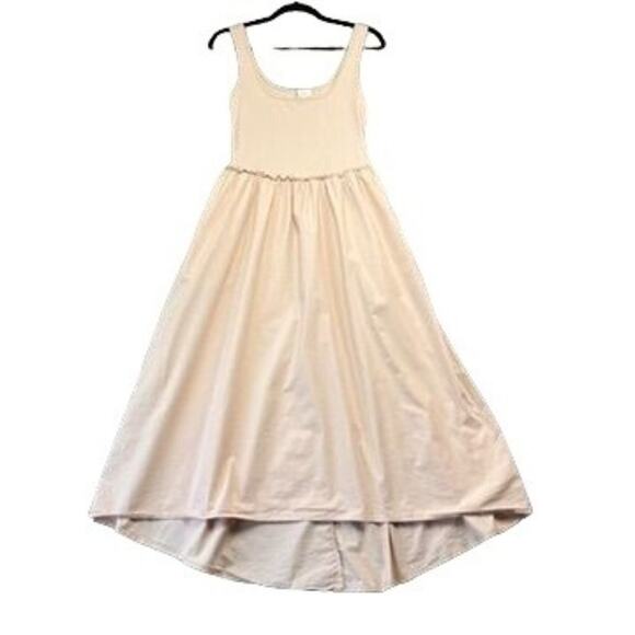 A New Day Tank Dress S Midi Pink Taupe Ballet Dress Side Pockets Contrast Fabric - Picture 2 of 10